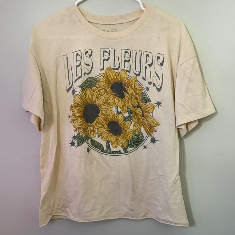 Awake Cream Sunflower Graphic Long Sleeve Tee
